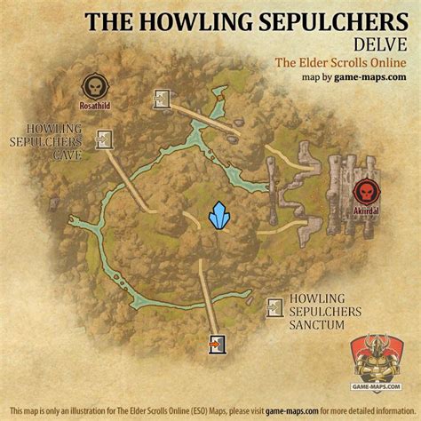 Eso The Howling Sepulchers Delve Map With Skyshard And Boss Location In