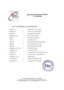 Cambodia Public Holiday 2025 – International Business Chamber of Cambodia