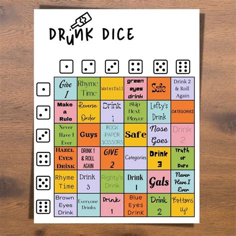 Drunk Dice Drunk Rules Bundle Printable Party Games Virtual Drinking