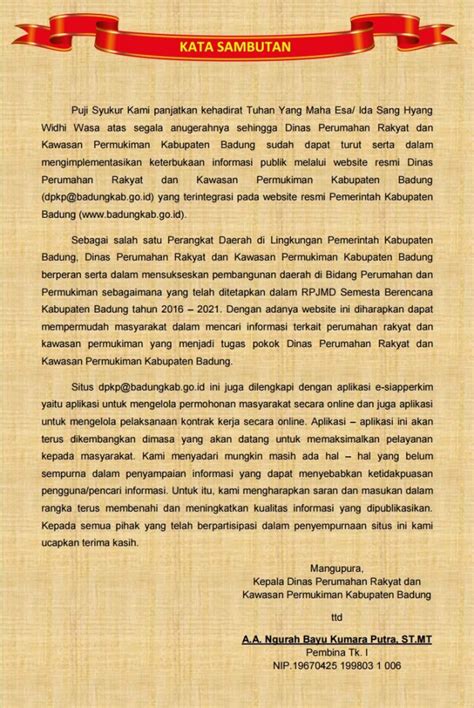kata sambutan dpkp badung