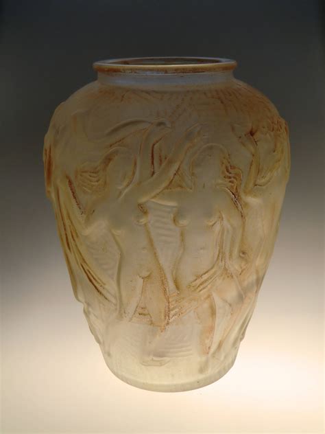 Bohemian Czech Libochovice Art Deco Glass Vase Nude Dancing Girls Lalique Inspired Etsy