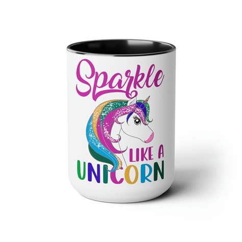 Cute Unicorn Rainbow Two Tone Mug Coffee Mug Unicorn Lover 15 Oz Etsy