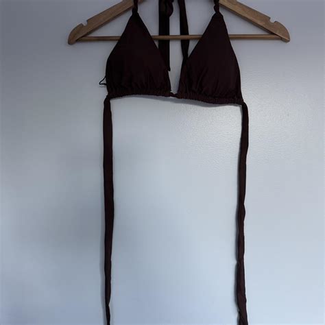 Brown Triangle Bikini Set With Adjustable Tie Depop