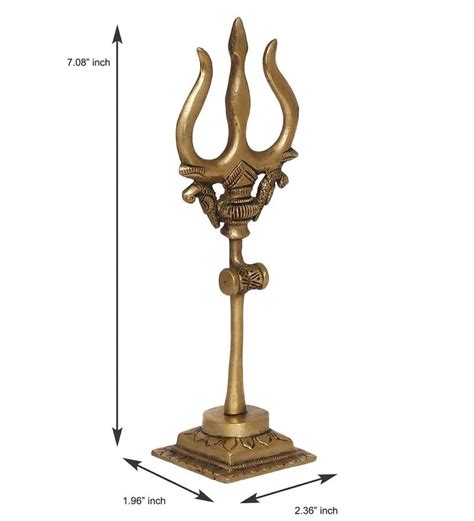 Buy Gold Brass Trishul With Damru Decorative Handcrafted Figurine By