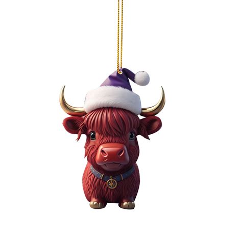 Holloyiver Christmas Cartoon Cow Hanging Ornament Cute Acrylic