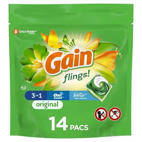 Gain Flings Original Scent Laundry Detergent Pacs 14 Ct