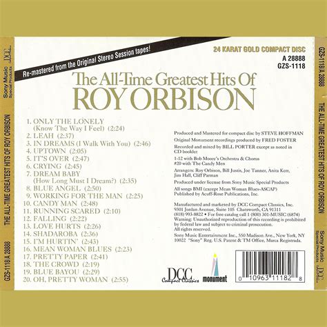 The All Time Greatest Hits Of Roy Orbison Roy Orbison Mp3 Buy Full