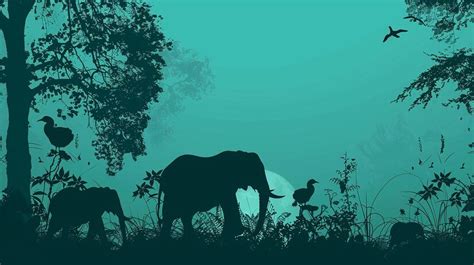 A Silhouette Of An Elephant And A Bird In The Wild Premium Ai