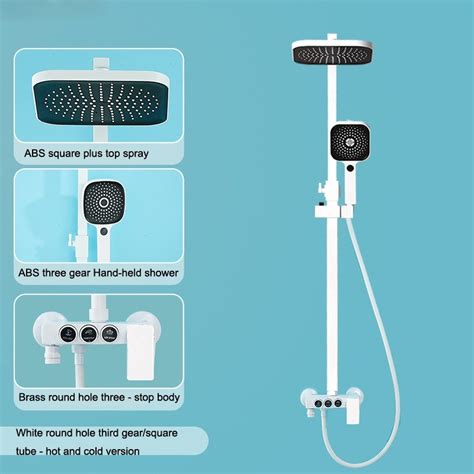 A Three Gear Square Tube Hot And Cold Shower Head Set Home Bathroom