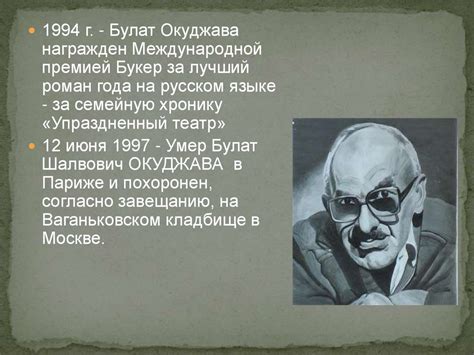 Булат Шалвович Окуджава - презентация онлайн