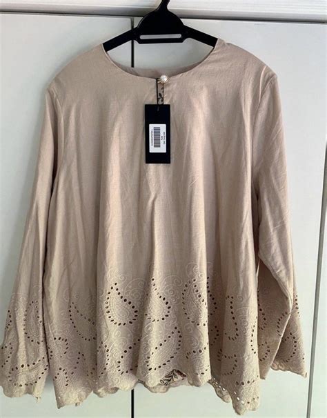 Zalia Nude Brown Eyelet Kurung Kedah Women S Fashion Muslimah Fashion Baju Kurung Sets On