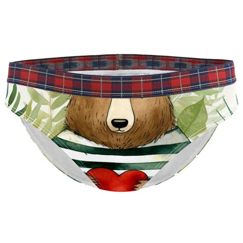Brief Underwear Bikini Panties For Women Bikini Underwear L Bear Heart Cartoon Leaves Forest