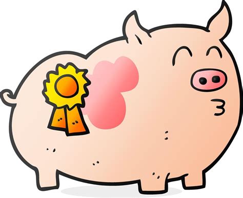 Cartoon Prize Winning Pig 12289831 Vector Art At Vecteezy