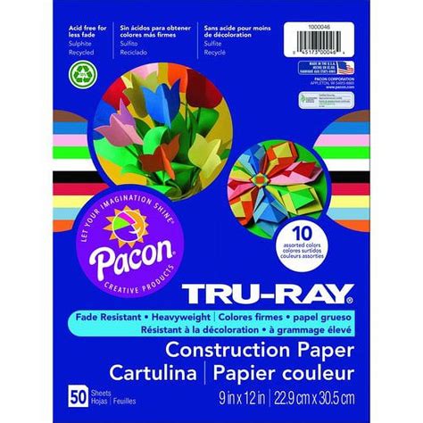 Tru Ray® Construction Paper 10 Assorted Colors 9 X 12 50 Sheets