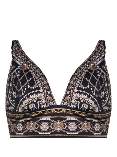 Camilla Graphic Print Triangle Bikini Top Blue Farfetch Uk