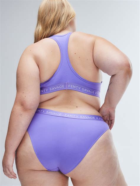 Cotton Essentials Logo Trim High Leg Bikini Panty In Blue Savage X Fenty