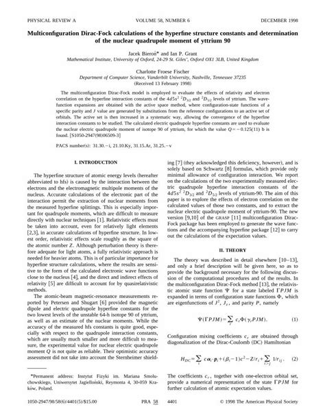 PDF Multiconfiguration Dirac Fock Calculations Of The Hyperfine