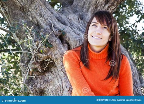 Happy Brunette Stock Photo Image Of Park Brunette Green 8269018