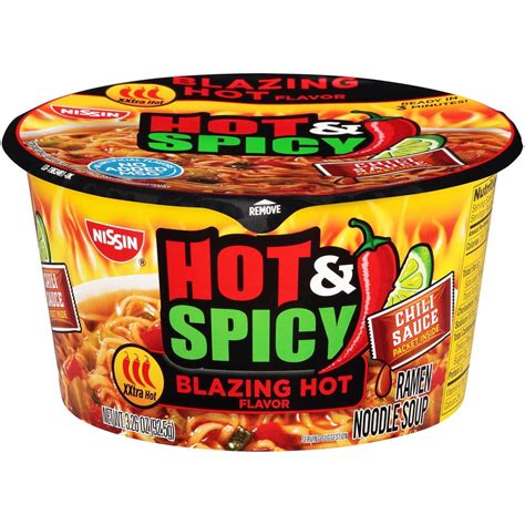 Nissin Hot Spicy Blazing Hot Flavor Ramen Noodle Soup 3 26 Oz Bowl Pack Of 8 Walmart