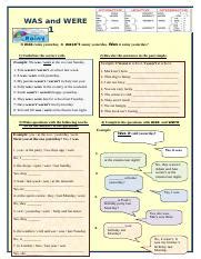 Was And Were 1 Exercises Grammar Drills Grammar Guides 86858 Doc WAS