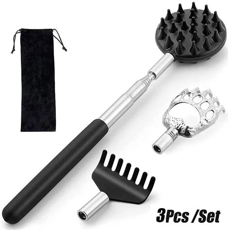 3pcsset Back Scratcher Telescopic Scratching Back Scratcher Massager