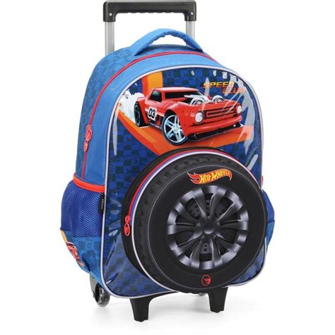 Mochila Infantil Rodinha Hot Wheels G Azul Luxcel Shopee Brasil
