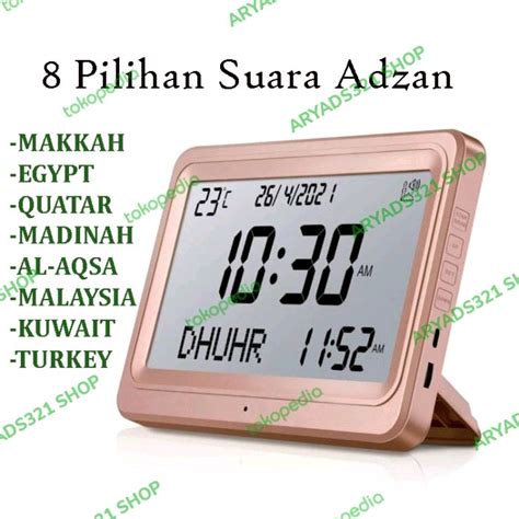 Jual Jam Adzan Digital Lcd Jadwal Sholat Otomatis Pilihan Suara