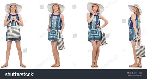 Collage Woman Panama Hat Isolated On Stock Photo Edit Now 640214920