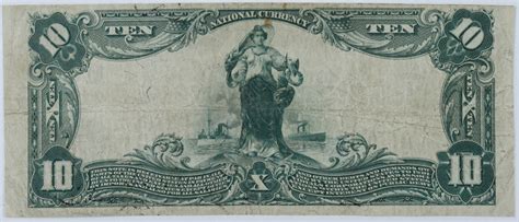 Ten Dollar U S National Currency Large Size Bank Note The