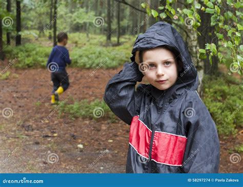 Kinderen In Bos Stock Foto Image Of Spelen Seizoen 58297274