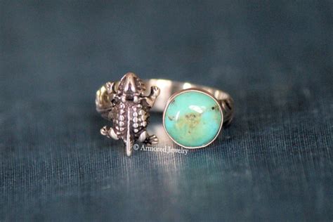 Sterling Silver Horned Toad Turquoise Ring Silver Horny Frog Ring