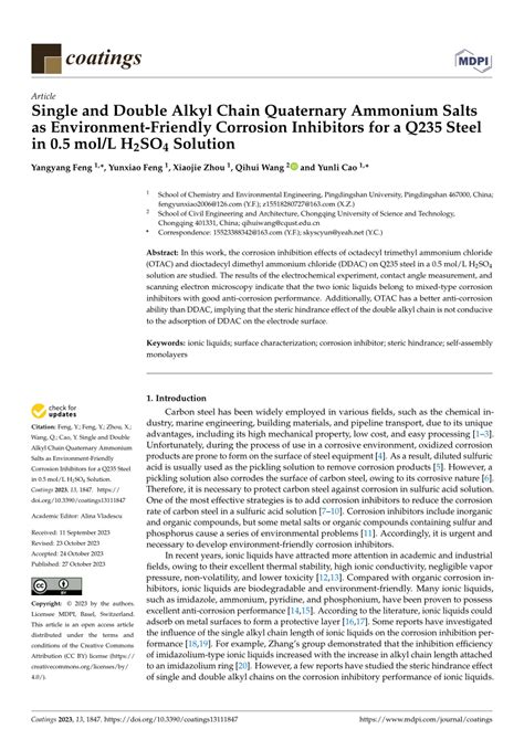 Pdf Single And Double Alkyl Chain Quaternary Ammonium Salts As