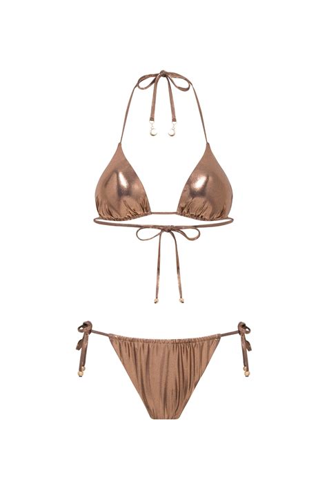 Luna B Women S Gold Icon Bikini Metallic Copper ModeSens
