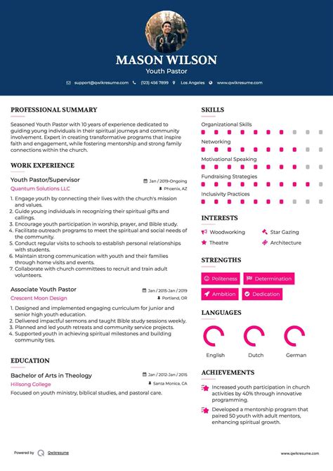 10+ Youth Pastor Resume Samples & Templates for 2025