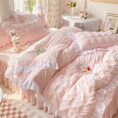 Pink Princess Ruffled Duvet Cover Set Fairy Pink Bedding Set Etsy Uk