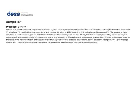 Sample Iep Preschool Developmental Disability