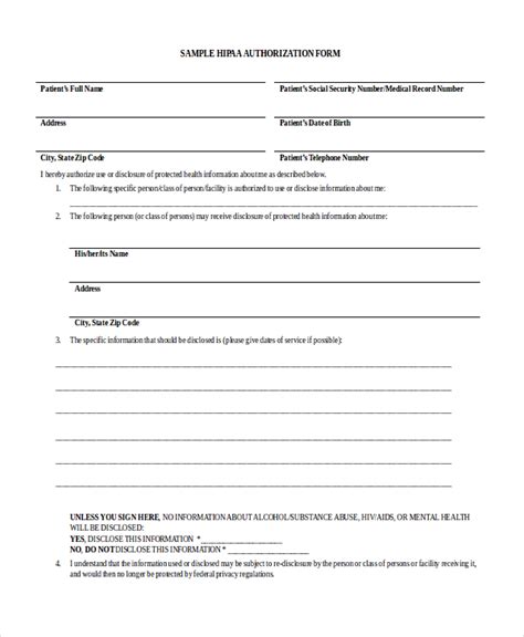 Free Printable Hipaa Forms Printable Templates