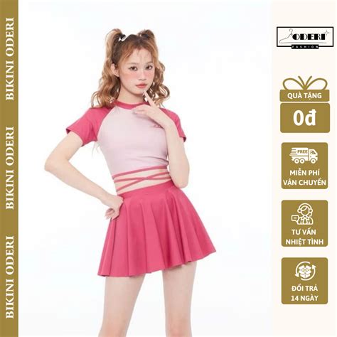 Bikini 2 mảnh kín đáo Đồ bơi đi biển kèm dây buộc Eo tôn dáng in chữ M A L I phong cách dễ