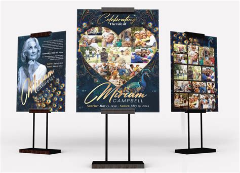 Celestial Peacock Funeral Collage Poster- Funeral Flyers