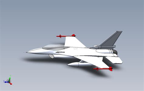 F16战斗机模型（含stp）solidworks 2016模型图纸下载 懒石网