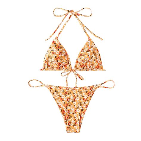 New Sexy Floral Point Geometric Women Swimwear Two Piece Summer Bikini Set Backless