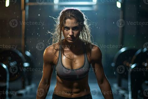 a young hardworking gym girl doing workout in gym generative AI ...