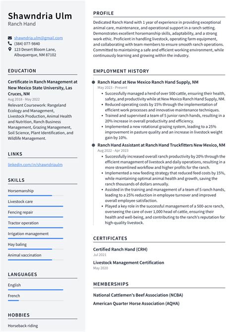 Ranch Hand Resume Examples And Templates Resumecat