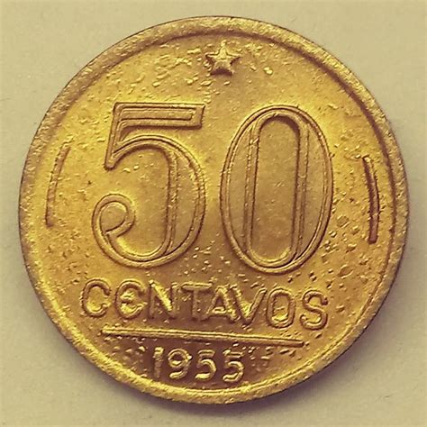 Contagem Numismática Moeda 50 Centavos 1955 Flor de Cunho