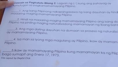 Solved Gawain Sa Pagkatuto Bilang 2 Lagyan Ng Kung Ang Pahayag Ay