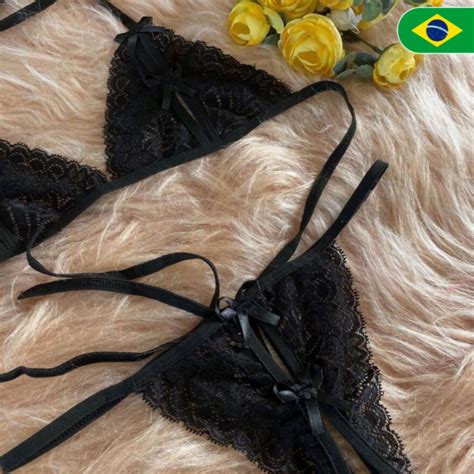 Kit Conjuntos Lingerie Feminina Sensual Lingerie Apressadinha De Renda Lacinho Pe As