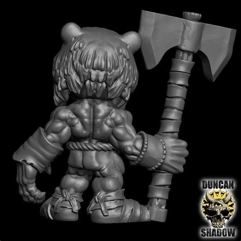 D Printable Nude Goblin Barbarian With Great Axes Pre Supported By Duncan Shadow