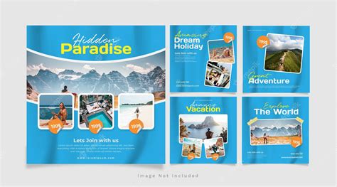 Premium Vector A Collection Of Brochures Post For A Vacation