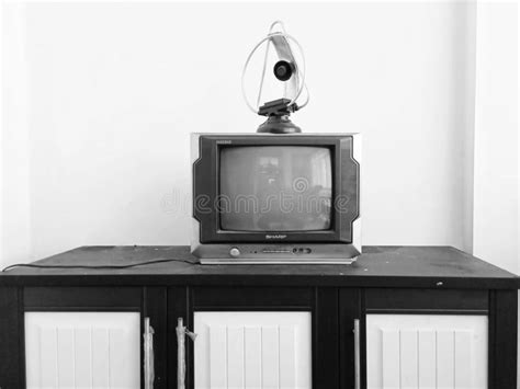 Vintage Old Tv With Black And White Background Retro Atmosphere