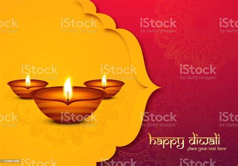 Happy Diwali Decorative Oil Lamp Festival Celebration Card Background